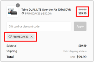 Tablo Prime Day Checkout Code 2023