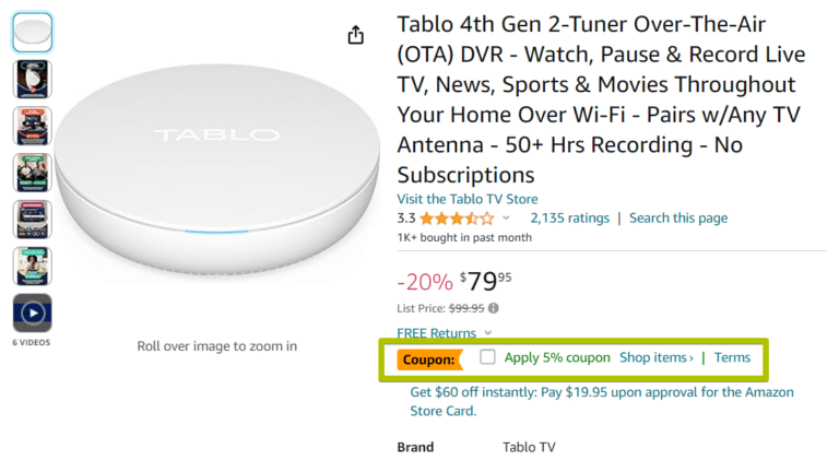 Tablo Amazon Prime Day Coupon